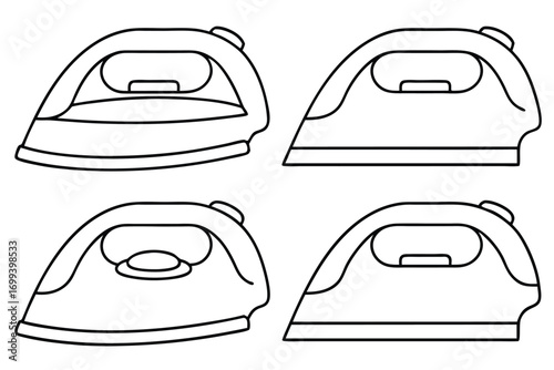 Four irons outline steam iron clothing iron