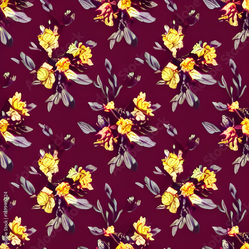 Seamless Floral Pattern with Pink and Red Flowers
