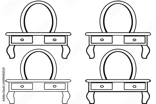 Four ornate dressing tables with mirrors vanity furniture