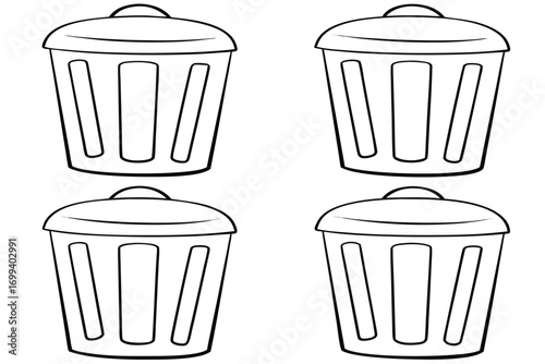 Four simple trash cans garbage can waste bin