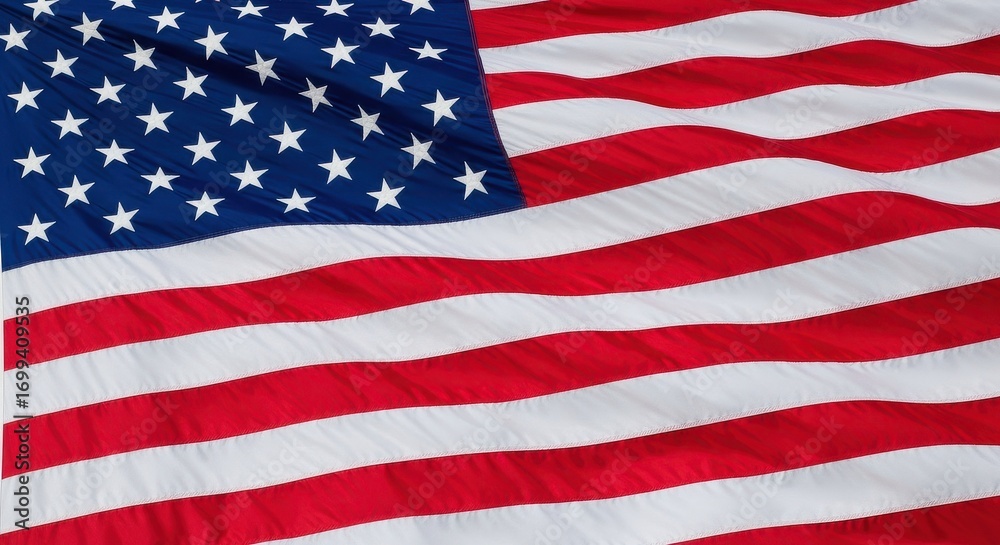 Naklejka premium The United States of America Flag Waves Proudly in the Wind