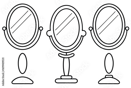 Oval mirrors on stands reflection vanity