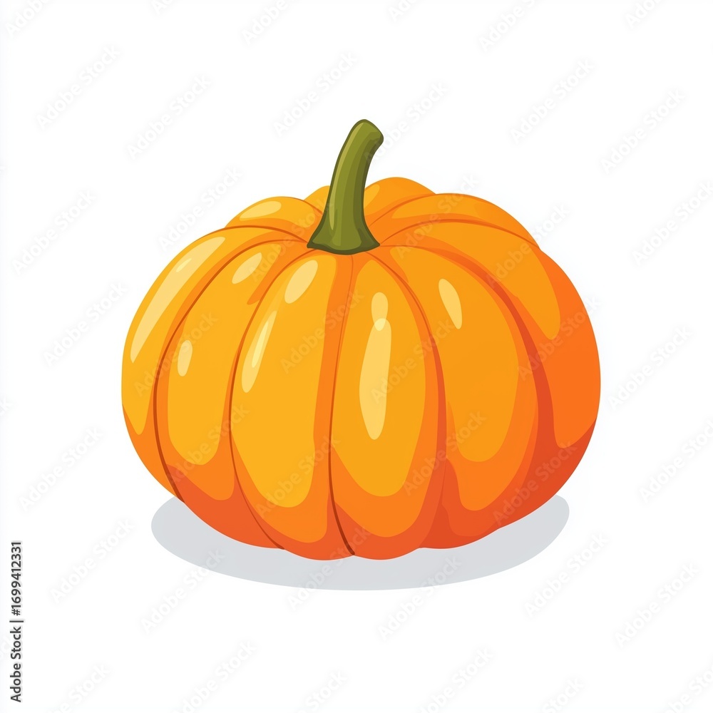 Obraz premium Cute vibrant pumpkin icon in isometric vector style with gray stroke, simple flat design on white background, modern minimalist cartoon character, isolated object, happy and colorful autumn symbol