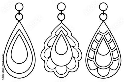 Three ornate teardrop earrings jewelry accessory