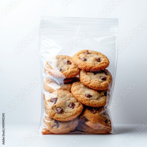 Wallpaper Mural Chocolate chip cookies in a clear plastic bag on a white background. Torontodigital.ca