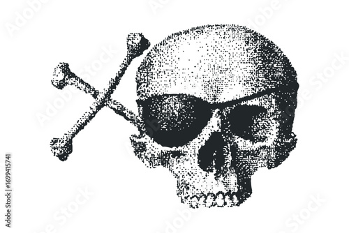Skull and Crossbones Transparent Background. Vector hand drawn illustration