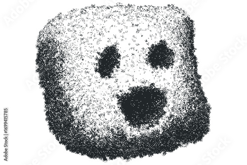 Textured abstract shape with dot splatter effect. Vector hand drawn illustration