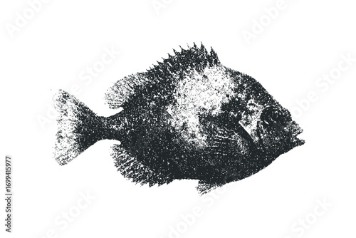 Textured Fish Image Transparent. Vector hand drawn illustration