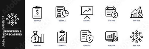Budgeting & Forecasting Line Icon Set