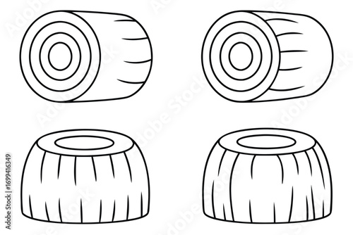 Wood log cross sections and tree stump vector