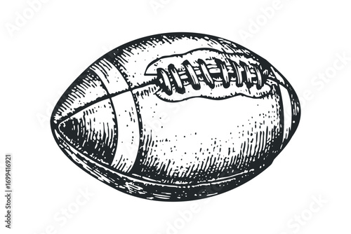 Sketch of American football on transparent background. Vector hand drawn illustration