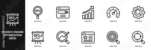 Search Engine Optimization (SEO) Line Icon Set
