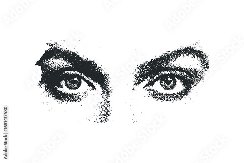 Close up of expressive human eyes. Vector hand drawn illustration