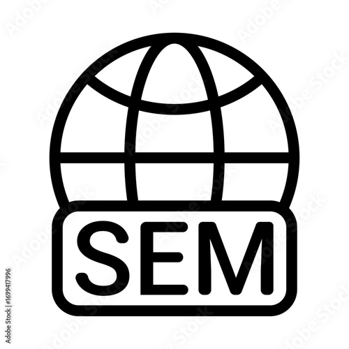 Search Engine Marketing (SEM) Line Icon of Search Engine Marketing (SEM) Icon Set