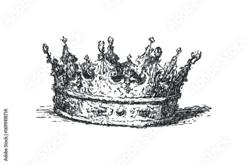 Ornate Crown Image with Transparent Background. Vector hand drawn illustration