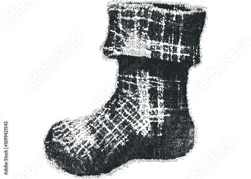 Single woven sock with textured knit detail. Vector hand drawn illustration