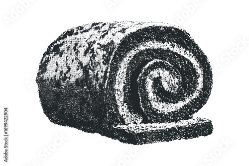 Textured Chocolate Swiss Roll Cake Image. Vector hand drawn illustration