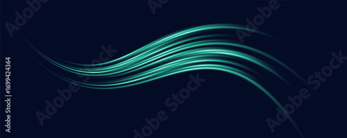 Neon stripes in the form of drill, turns and swirl. Speed of light concept background. Abstract background rotational border lines.