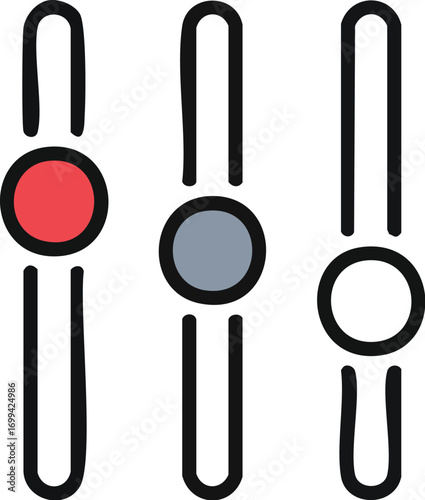 Three adjustable sliders with colored circles, representing settings or controls.