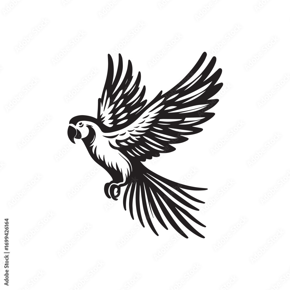 Fototapeta premium flying parrot on white background