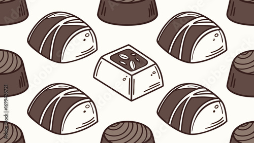 Delectable Chocolate Truffles and Bonbons in a Sweet Pattern