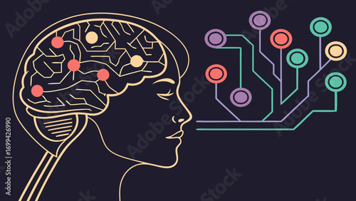 Human Brain Connected to a Circuit Board Illustration