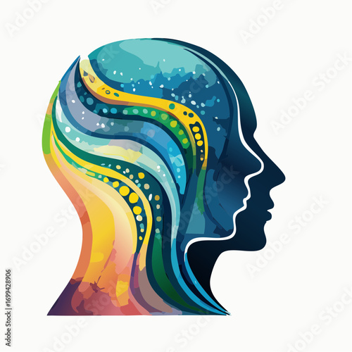 harmony of minds empathy connection vector illustration for mental health branding