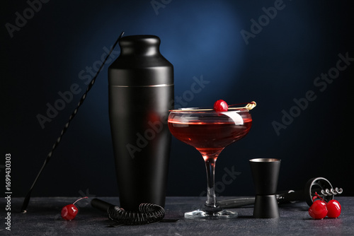 Bartender utensils and glas...