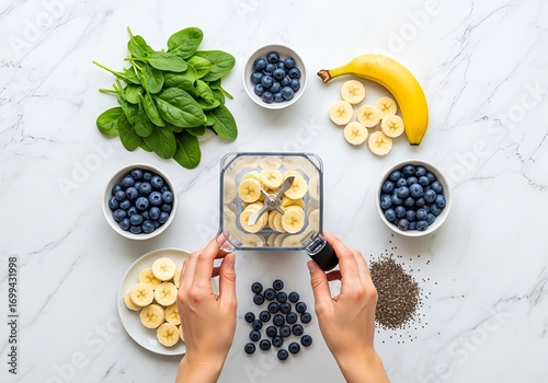 Healthy Smoothie Ingredients for Exercise and Wellness A Vibrant Display of Fruits and Greens