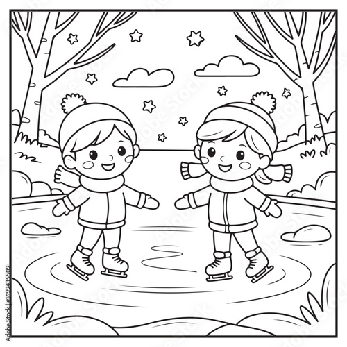Winter Scenes Coloring Pages