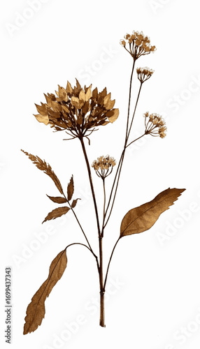 Watercolor Memory: Fragile Blooms dried flowers isolated vector illustration svg