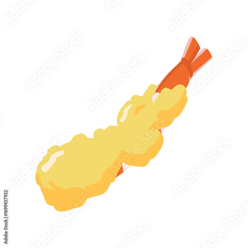 Shrimp tempura - flat vector illustration, Japanese food icon