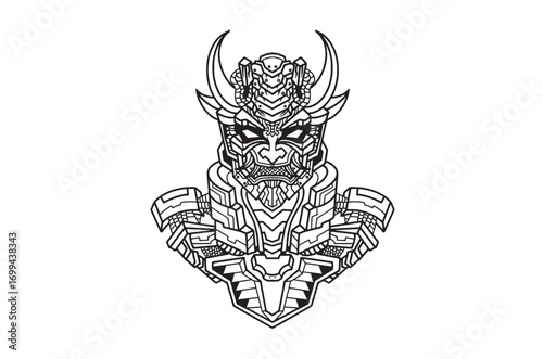 Hand drawing illustration of Robot head graphics, suitable for children to color