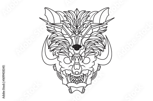 Hand drawing illustration of Robot head graphics, suitable for children to color