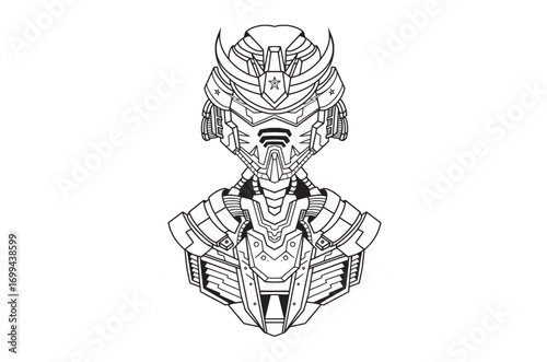 Hand drawing illustration of Robot ,suitable for children to color
