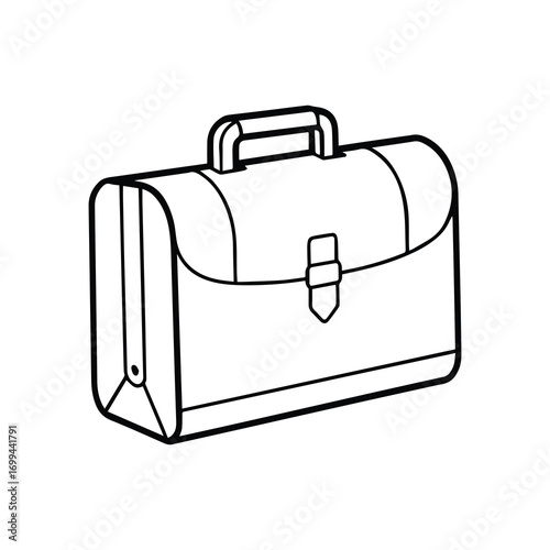 briefcase line art, black outline, coloring book page vector illustration