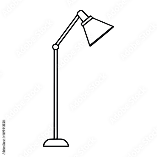 floor lamp line art, black outline, coloring book page vector illustration