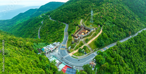 Obraz na plátne Aerial view of Hai Van Quan on the Hai Van Pass, where abandoned US military out
