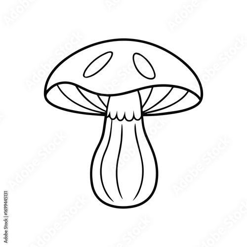 mushroom  line art, black outline, coloring book page vector illustration