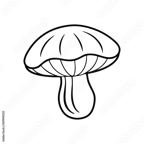 mushroom  line art, black outline, coloring book page vector illustration