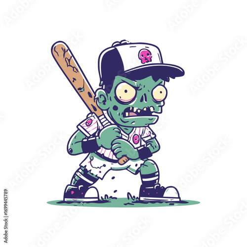 Funny Zombie Baseball Player
