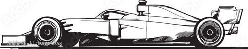 Illustration of a formula one race car, side view
