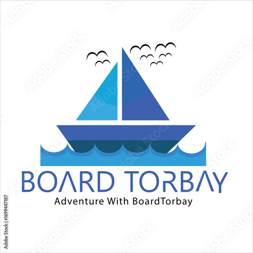 Board Torbay logo design, sailing adventure branding identity, nautical travel and tourism emblem, professional minimalist vector template