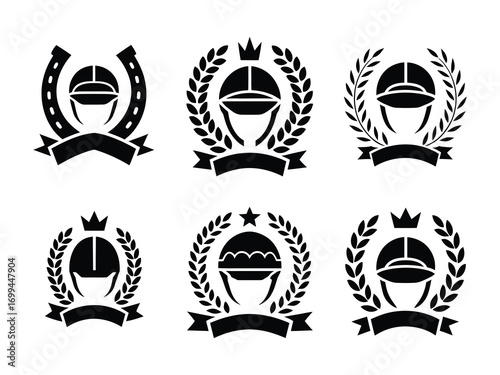 Horse Racing Silhouette Vector – Rider on Horse, Cowgirl Galloping, Equestrian Competition, Racing Sport, Saddle, Hoof, Minimal Outline, Stable, Speed, Victory, Black Silhouette Illustration, Horse Ic