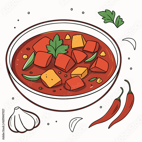 Flavorful indian curry dish with paneer and vegetables in a bowl