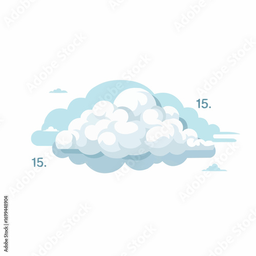 An illustration of a fluffy cloud formation with a light blue hue, perfect for weather-related designs.