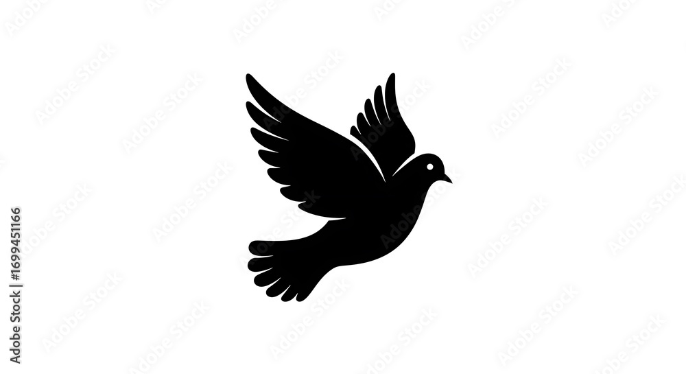 Fototapeta premium A stylized line art vector of a dove with elegant curves and flowing wings, centered on a clean white background
