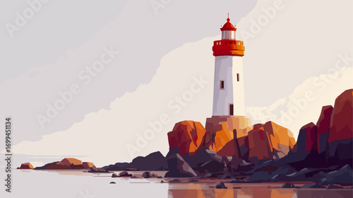 Coastal lighthouse at sunrise