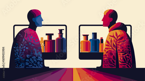 Online perfume selection illustration