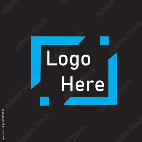 Modern logo frame template, abstract geometric square border, corporate branding identity, business vector icon, minimalist professional logo design element